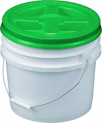 Bucket Kit 3.5 Gallon Bucket With Green Gamma Seal Screw-On Threaded Lid • $42.77