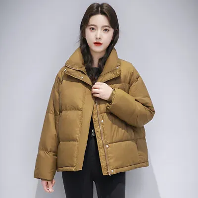 Women Korean Fashion Stand Collar Padded Jacket Thicken Loose Short Quilted Coat • $92.33