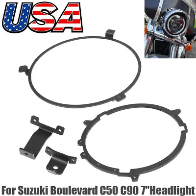 For Suzuki C50/C90 And Kawasaki Vulcan 7  LED Headlight Adapter Ring Mount Set • $72.99