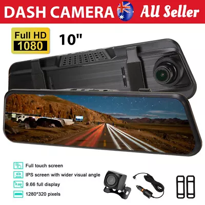 10  1080P Car Dash Camera Front And Rearr Mirror View DVR Recorder Reverse Kit • $50.85