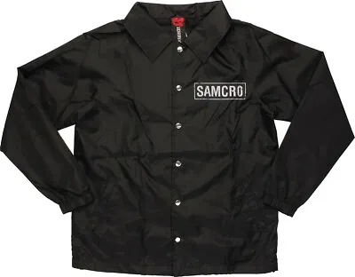 NWT Mens SONS OF ANARCHY Black SAMCRO Coach Snap LIGHTWEIGHT Jacket Sz SM SMALL • $24.99