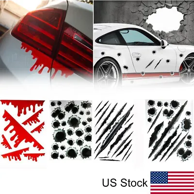 $10.98 • Buy 4x Bullet Fire Holes Beast Scratch Bleeding Sticker Decal Motorcycle Decor