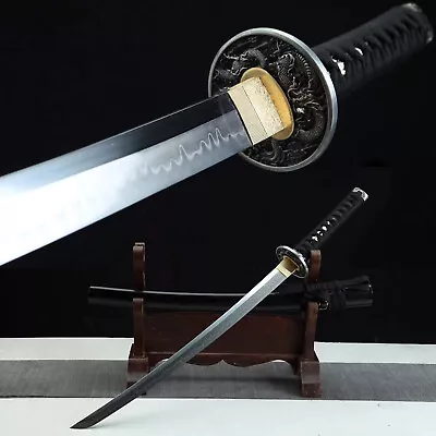 Dragon 30''Real Hamon Wakizashi Clay Tempered T10 Steel Japanese Samurai Sword • $129.99