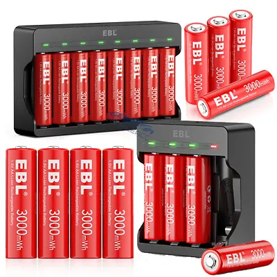 EBL Lot AA Rechargeable Lithium Li-ion Batteries 1.5V Upgraded / Battery Charger • $13.99