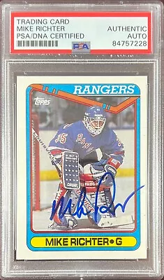 Mike Richter Auto Rookie Card 1990 Topps #330 PSA Encapsulated NY Rangers RC • $79.99