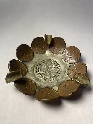 D197 Vintage Ashtray Mexican Centavos Aztec Calendar Copper/Brass • $11.37