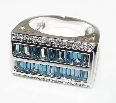 Laura Ramsey 14k Yellow / White Gold Baguette London Blue Topaz & Diamond Ring • $899.99