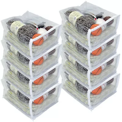 8-Pack Heavy Duty Vinyl Zippered Closet Square Storage Bags Clear 9  X 11  X 5  • $19.99