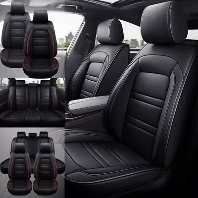 Universal Luxury PU Leather Front +Rear Car Seat Covers 5-Seats Cushion Full Set • $75.89