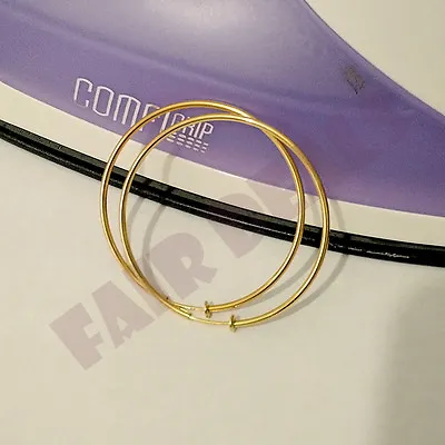 For Non Pierced Ears - Clip On Fake Big Large 60mm 6cm Gold Ear Hoops Earrings • £6.99