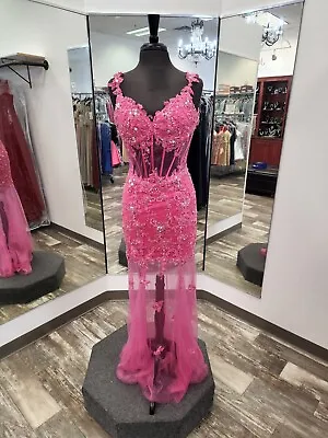 $199 • Buy NWT Jovani JVN91299 Prom Pageant Gala Sequin Mermaid Dress Fuchsia Size 2