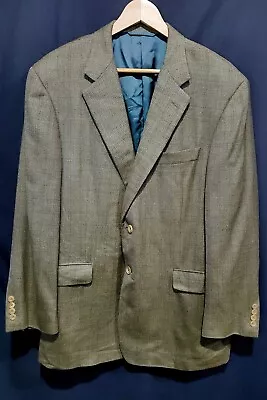 Hickey Freeman Houndstooth Sport Coat Jacket Size 43R 2 Button Wool Silk Blend • $29.98
