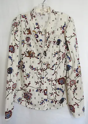 Good Hart Matilda Jane Beige Floral Monica Long Sleeve Button Down Shirt L EUC • $27.97