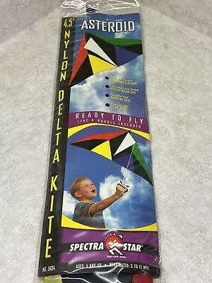 Vintage Spectra Star Asteroid Kite 4.5' Nylon Delta Kite W/ 25' Tails 5034 • $19.99