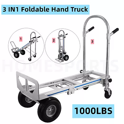 1000 Lbs 3 In 1 Aluminum Hand Truck Heavy Duty Convertible Folding Dolly Cart • $175.90