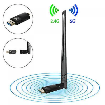 USB WiFi Wireless PC Dongle Adapter Antenna Receiver Internet Laptop Computer • £11.98