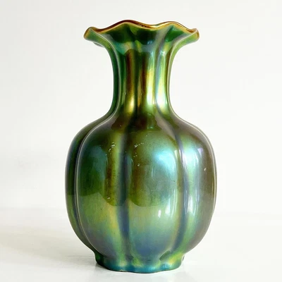 $206.83 • Buy Vase IN Earthenware Of Zsolnay Email Iridescent Green Eosine Art Nouveau Style