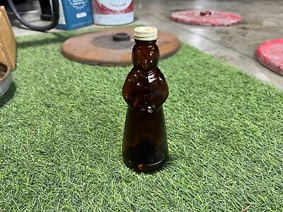 MRS BUTTERWORTH'S Butterworth Amber Brown Glass Syrup Bottle Metal Cap 9 Inch • $16