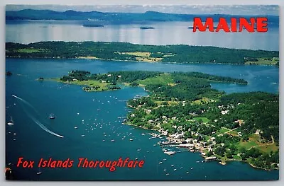 Fox Island Thoroughfare Maine Scenic Birds Eye View Chrome UNP Postcard • $3