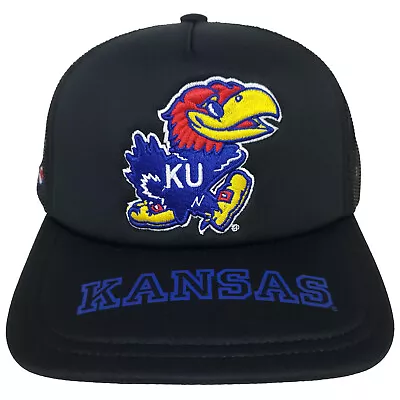 Mitchell & Ness Kansas Jayhawks NCAA Trucker Hat 3D Logo Black Snapback Cap NWT • $31.99