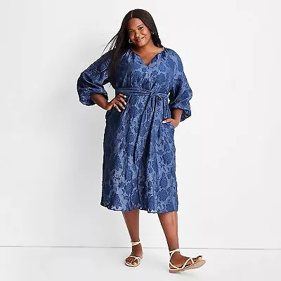 Women's Puff Sleeve Belted Midi Dress - Future Collective With Jenny K. Lopez • $12.99