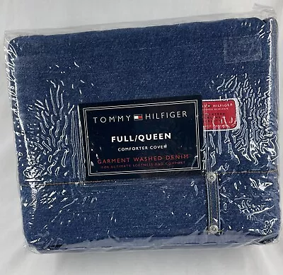 Tommy Hilfiger Blue Full/Queen Comforter/Duvet Cover  Garment Washed Denim NIP • $199.99