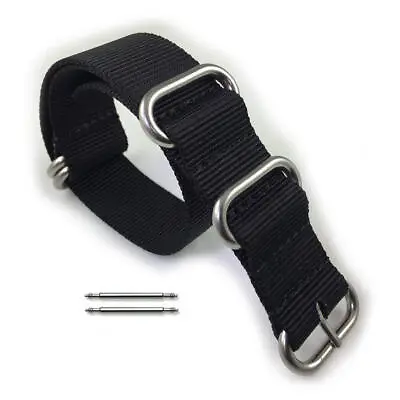 5 Ring Ballistic Army Military Black Nylon Fabric Replacement Watch Band Strap • $11.95