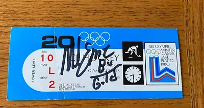 Mike Eruzione AUTOGRAPHED TICKET  USA Vs GERMANY  W/ 80 GOLD USA MIRACLE ON ICE • $299.95