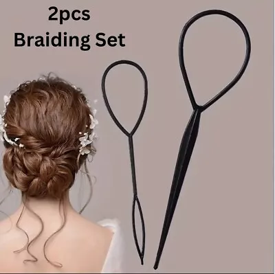 2pc Topsy Tail Hair Braid Tool Ponytail Braid Maker Styling Accessories Easy Use • £2.99