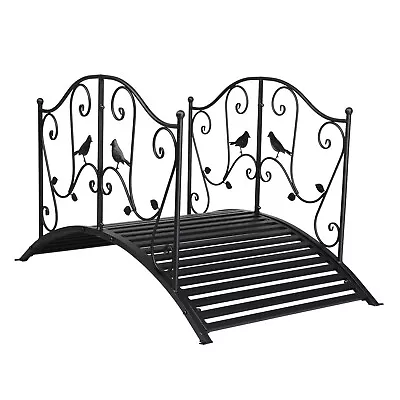 4 Foot Curved Outdoor Metal Bridge Decorative Pond Garden FootBridge Black Matte • $112.99