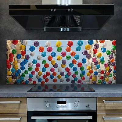 £116.95 • Buy Kitchen Splashback Designer Glass Heat Resistant Chinese Lanterns Paper 125x50