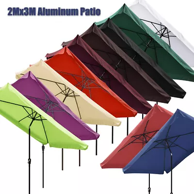 2Mx3M Patio Sunshade Aluminium Garden Parasol Umbrella Crank Tilt Canopy Valance • $104.99