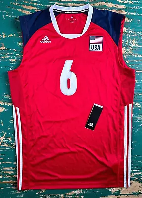 NWT Men's Adidas Volleyball Team USA Red Matt Yoshimoto #6 Jersey LT • $99.99