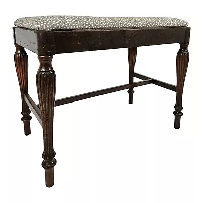 Antique Vanity Bench Seat Stool Walnut Upholstered Victorian French Louis XVI • $134