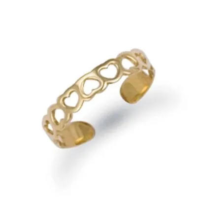 9ct Gold Toe Ring Heart Toe Ring 9ct Yellow Gold Solid Gold Easy Fit Toe Ring • £35