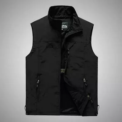 Mens With Pockets Zipper Vest Men Casual Sleeveless Sport Tops Mesh Lining • $14.99