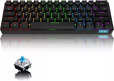 60% Mechanical Type-C Wired Gaming Keyboard LED Backlit For PC/MAC/Laptop • £13.99