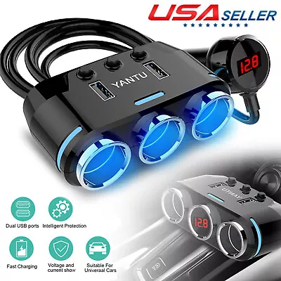 3 Way Multi Car Cigarette Lighter Socket Extension Splitter USB Charger DC 12V • $13.48