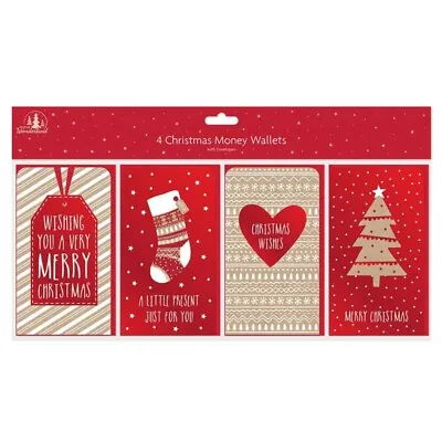 £1.50 • Buy 4 Christmas Money Cards With Envelopes Foil Quality Gift Card Voucher Wallet Uk