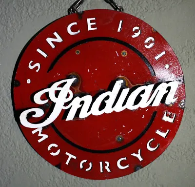 Metal INDIAN MOTORCYCLES Sign Gas Oil Garage Man Cave Home Decor TIN Bike Shop • $19.99