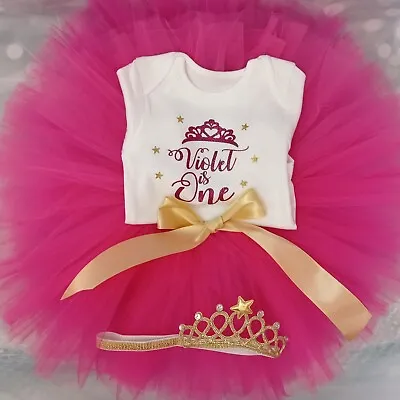 Baby Girl First 1st Birthday Outfit Tutu Cake Smash Photo Shoot Party Headband  • £17.99
