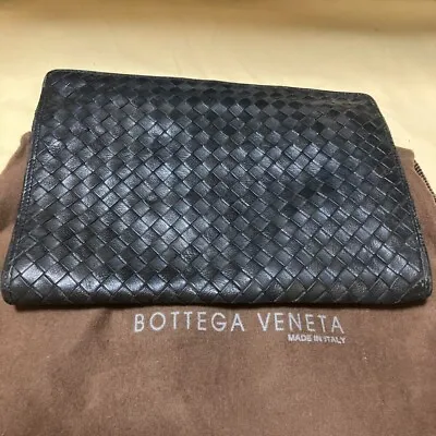 BOTTEGA VENETA Intrecciato Clutch Bag Second Bag Men's Business Black Italy • $222.64