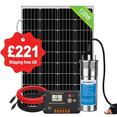 £260 • Buy 【15% OFF】12V Deep Well Submersible Water Pump 120W Solar Panel Kits & Solar Pump
