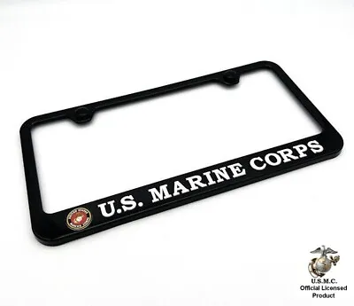 Black Plastic License Plate Frame W/ US Marine Corps Script Logo / Emblem • $22.95