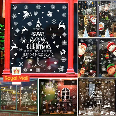 £3.99 • Buy Christmas Reusable Window Clings Holiday Xmas Snowflake Stickers Santa Claus Uk