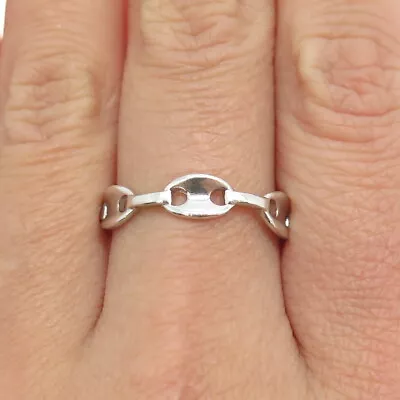 925 Sterling Silver Vintage Anchor Mariner Chain Band Ring Size 9.25 • $24.95