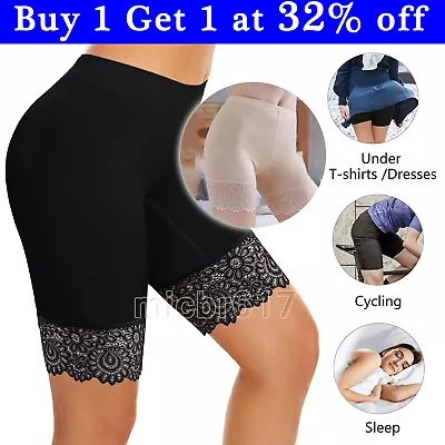 Womens Seamless Anti Chafing Lace Slip Shorts Underwear Under Skirt Safety Pants • £4.41