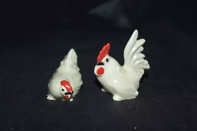 Vintage Hagen-Renaker Mini Rooster & Hen Farmhouse Miniatures • $24.99