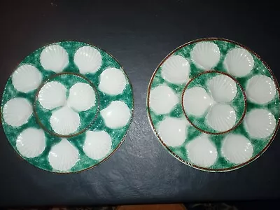 Lot Of 2 Oyster Serving Platters French  Longchamp Faience ( France) Majolica • $159.99