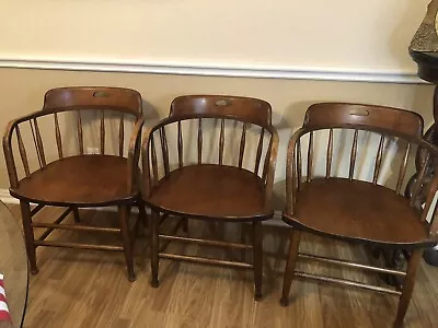 Antique Windsor By S. Bent & Brothers Maple Wood Arm Chairs All 3 For One Price • $325